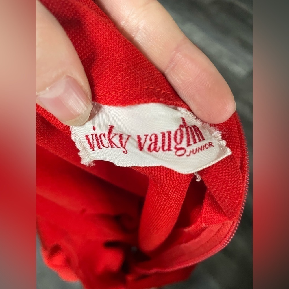 Vintage 70’s Vicki Vaughn Lipstick Red A Line Skater Style Dress Long Sleeve S   - Picture 7 of 8